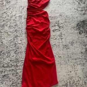 Zara One Shoulder Red Dress